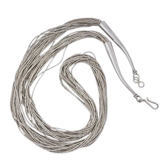 Liquid Sterling Silver 20 Strand Necklace | Sterling Silver 925 | 20" - Picture 3 of 6